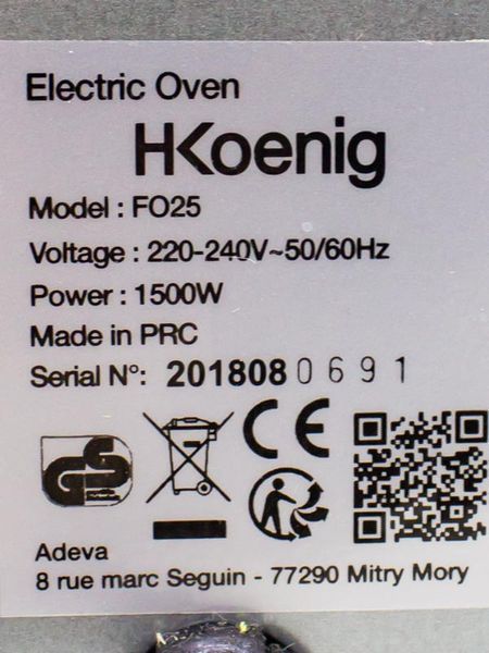 Электродуховка мини печь HKoenig FO25 000030809 фото