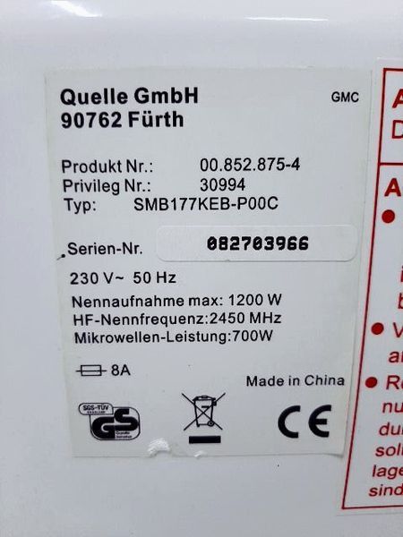 Мікрохвильова піч Privileg 30994 1200w sn 082703966 000032250 фото