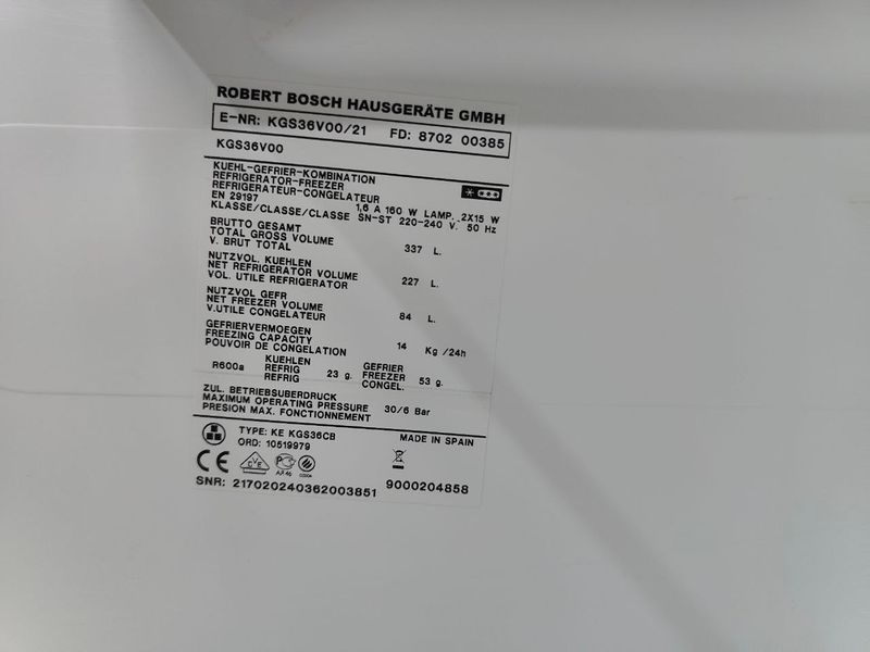 Холодильник Bosch KGS36V00 21 160W 227+84л sn 217020240362003851 n639 000053308 фото