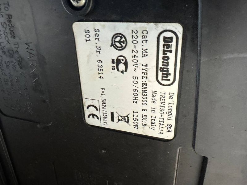 Кавомашина DeLonghi EAM3000 1150W sn 63514 000054682 фото