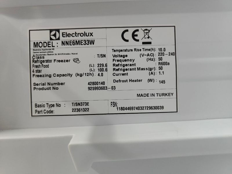 Холодильник Electrolux NNE6ME33W 145W 229+100л sn 42800140 n656 000053302 фото