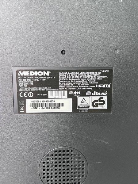 ТБ 55 Medion MD31148 DEN A 4K Smart TV 140w sn 7660160600859 000039261 фото