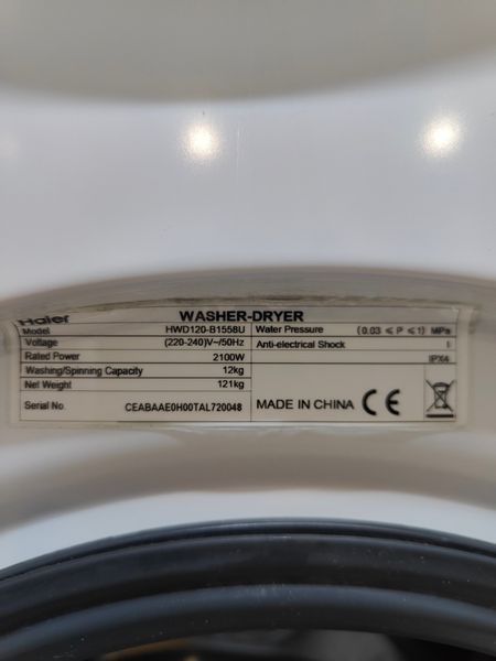 Стирально сушильная машина Haier HWD120 B1558U 2100W 8+4кг sn CEABAAE0H00TAL720048 000053647 фото