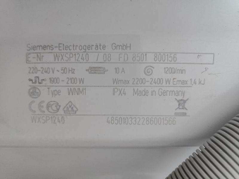 Пральна машина Siemens WXSP124008 2400W 6kg sn 8501800156 000050747 фото