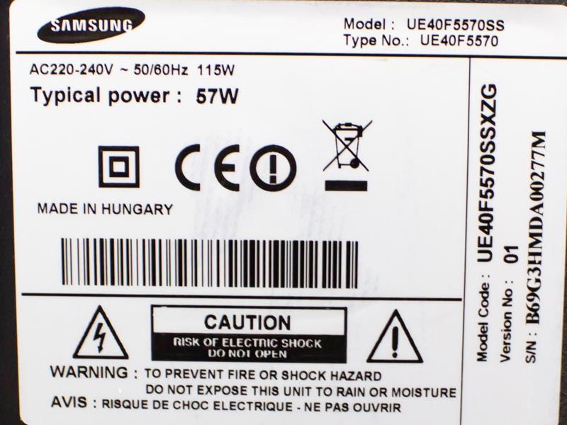 Телевізор 40 Samsung UE40F5570SS LED Smart TV WiFi 115w sn B69G3HMDA00277M 000031571 фото