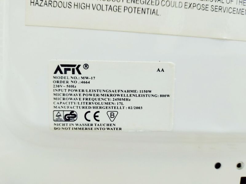 Мікрохвильова піч AFK MW 17 1150w 17л 000037745 фото