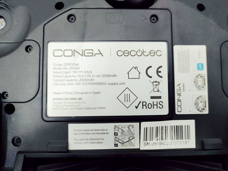 Пилосос робот Cecotec Conga 2290 Vital 05694 2600 mAh sn 056942202070187 000043161 фото