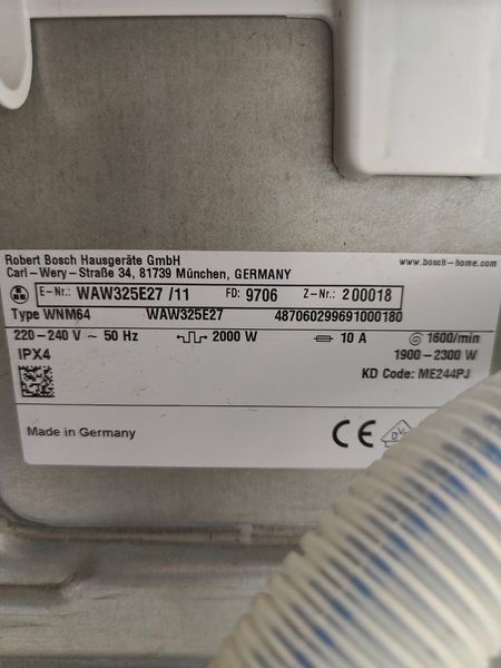 Стиральная машина Bosch Serie8 WAW325E27 2300W 8кг sn 9706200018 000052025 фото