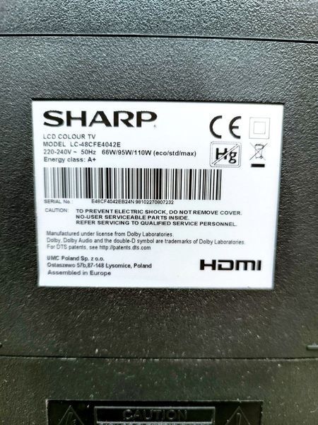 ТБ Sharp 48 LC 48CFE4042E LCD COLOUR 110w sn E48CF4042EB24N 000046162 фото