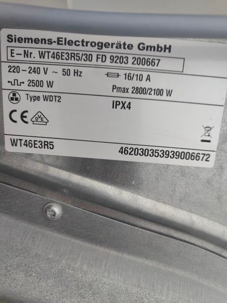 Сушильная машина Siemens WT46E3R530 2500W 6kg sn 9203200667 000050388 фото