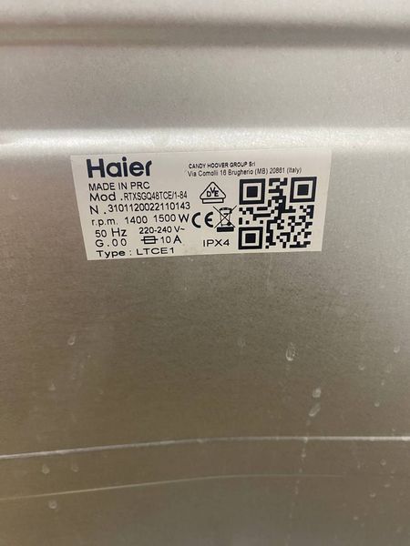 Стиральная машина вертикальная Haier RTXSGQ48TCE 1500W 8кг sn 3101120022110143 000048176 фото
