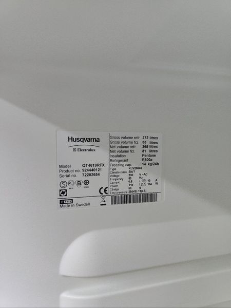 Холодильник двухкамерный Husqvarna QT4619RFX 194W 265+81л sn 72202654 n407 000048431 фото
