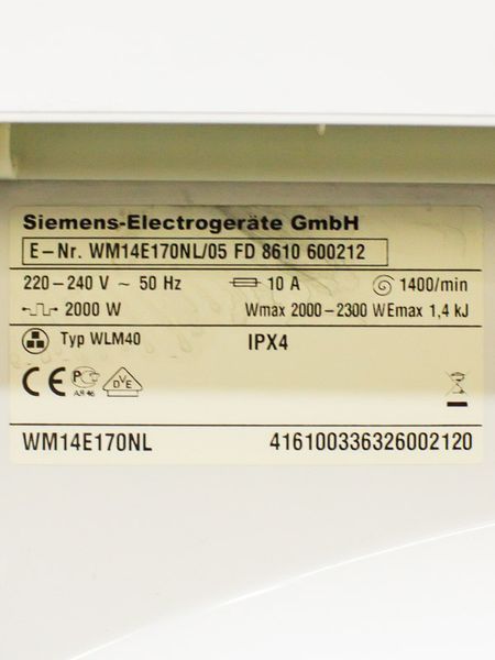 Стиральная машина Siemens WM14E170NL 05 000024130 фото