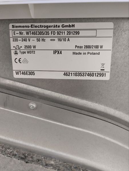 Сушильна машина Siemens sn WT46E305 35 000046150 фото