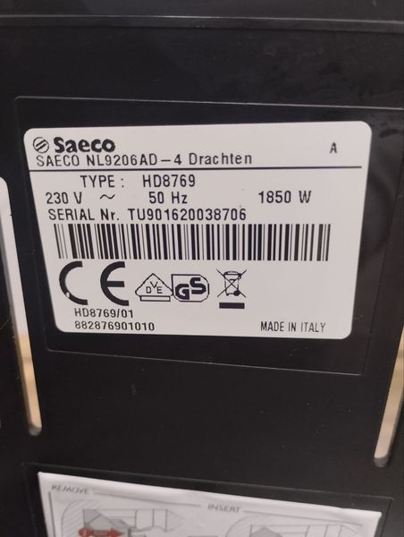 Кофемашина Saeco Moltio HD8769 1850W sn TU901620038706 000046373 фото