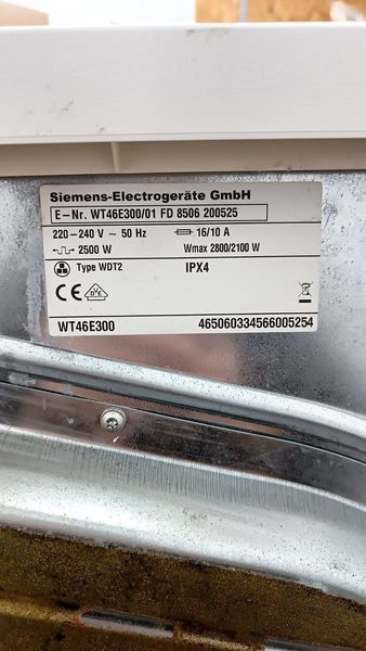 Сушильна машина Siemens WT46E300 2800w 7 кг sn 8506 200525 000045977 фото