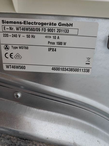 Сушильная машина Siemens WT46W560 1500W 7кг sn 9001201133 000051434 фото