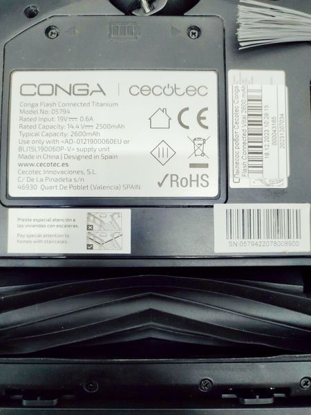 Пилосос робот Cecotec Conga Flash Connected Titanium 05794 2500 mAh sn 0579422078008900 000043165 фото
