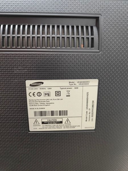 Телевізор Samsung UE40H6600SV 126W sn 06203SGG300376K 000050540 фото