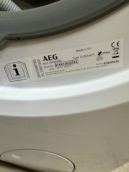 Стиральная машина AEG 6000 Series L6FB84GS 2200W 8кг sn 83800036 000055084 фото