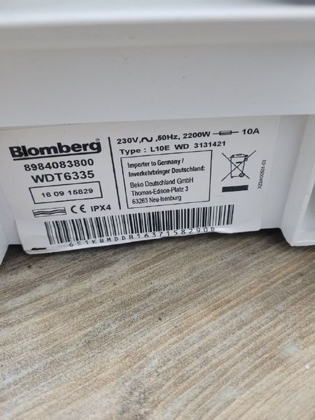 Стиральная машина вертикальная Blomberg WDT6335 7кг sn 8984083800 000047119 фото