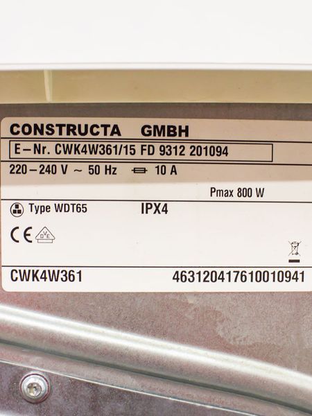 Сушильна машина Constructa CWK4W361 15 800w 7 кг sn 9312 201094 000028868 фото