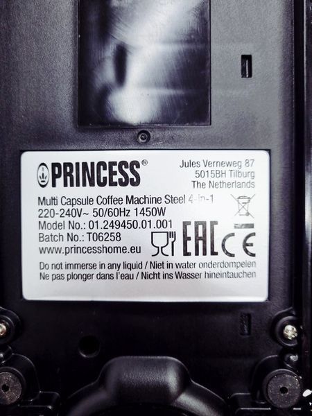 Кавоварка капсульна Princess 249450 1450w сток LPNHF000696200 127е 000032701 фото
