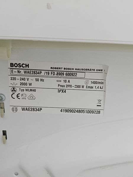 Пральна машина Bosch WAE2834P 2300W 6кг sn 8909600922 000051077 фото