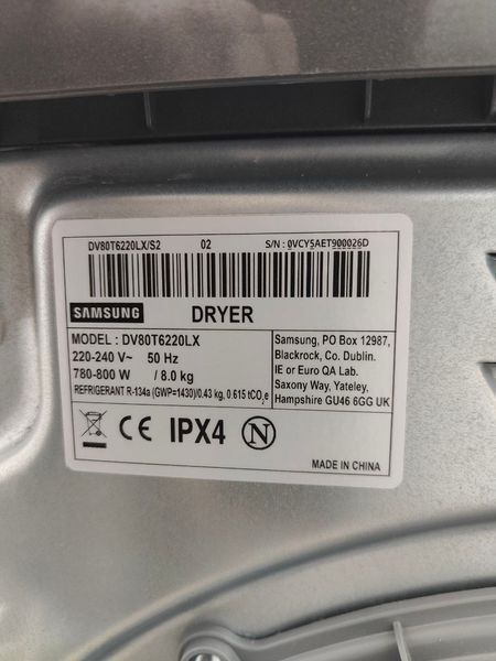 Сушильная машина Samsung DV80T6220LX 800W 8кг sn 0VCY5AET900026D 000051583 фото