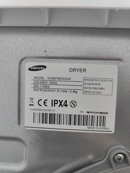 Сушильная машина Samsung DV80F5E5HGM 1100W 8кг sn B0JP53AF500364D n526 000050807 фото