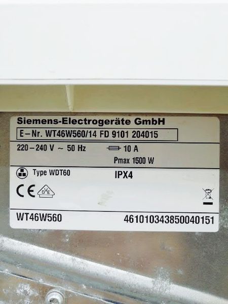 Сушильна машина Siemens WT46W560 14 1500w 7 кг sn 9101 204015 000034942 фото
