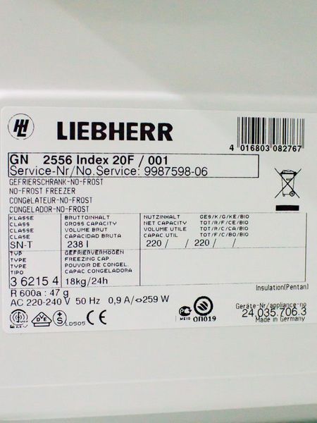 Морозильный шкаф Liebherr GN 2556 Index 20F 000029030 фото