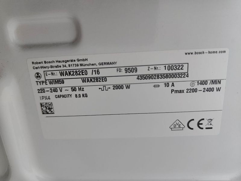 Пральна машина Bosch Serie4 WAK282EO 2400 Вт 8 кг сер. № 9509100322 000052858 фото