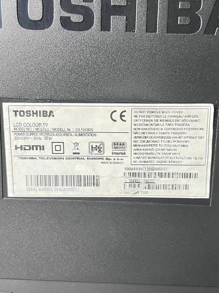 ТБ 32 Toshiba 32L1343DG Full HD WiFi 65w sn 0310J4Y00287L1 000039258 фото