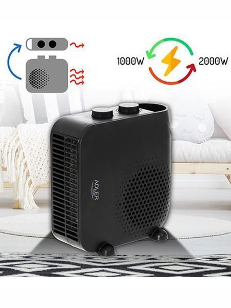 Тепловентилятор Adler AD 7725B 2000w Black 000041828 фото