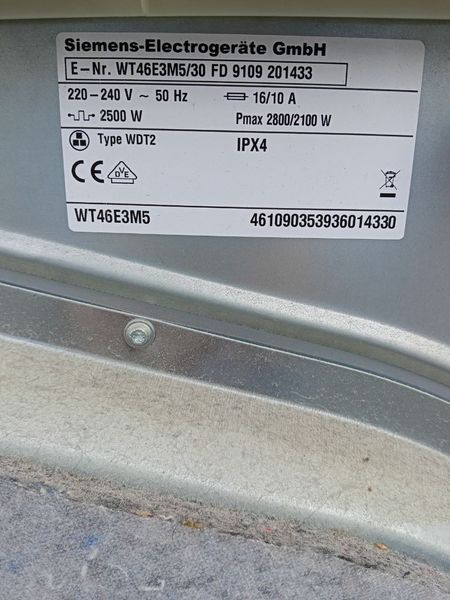 Сушильная машина Siemens WT46E3M5 2800W 6кг sn 9109201433 000050387 фото