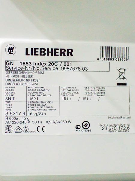Морозильный шкаф Liebherr GN 1853 Index 20C 000029196 фото