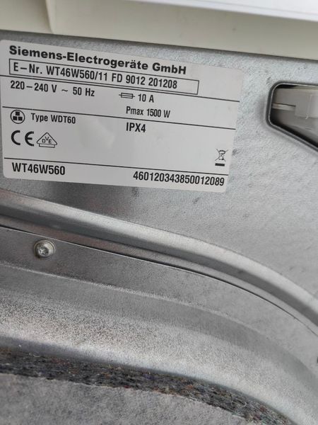 Сушильная машина Siemens WT46W560 1500W 7кг sn 9012201208 000050129 фото