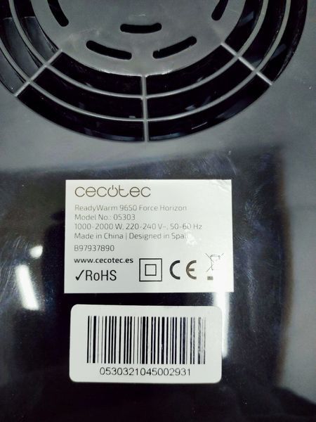Тепловентилятор Cecotec Ready Warm 9650 Horizon Force 05303 2000w Black 000042944 фото