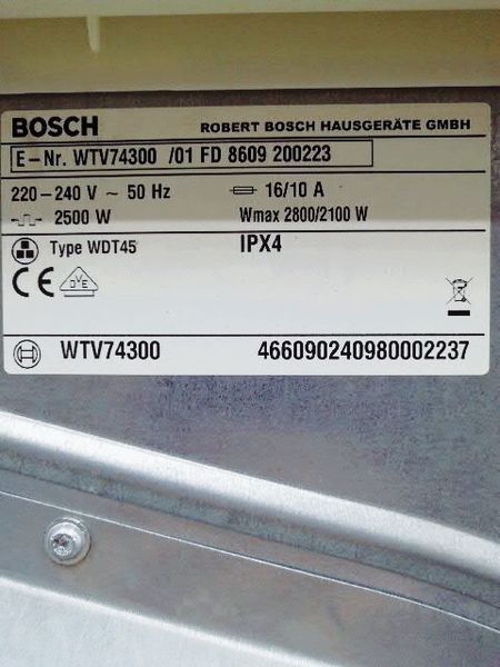 Сушильна машина Bosch Maxx7 WTV74300 01 2800w 7 кг sn 8609 200223 000034937 фото