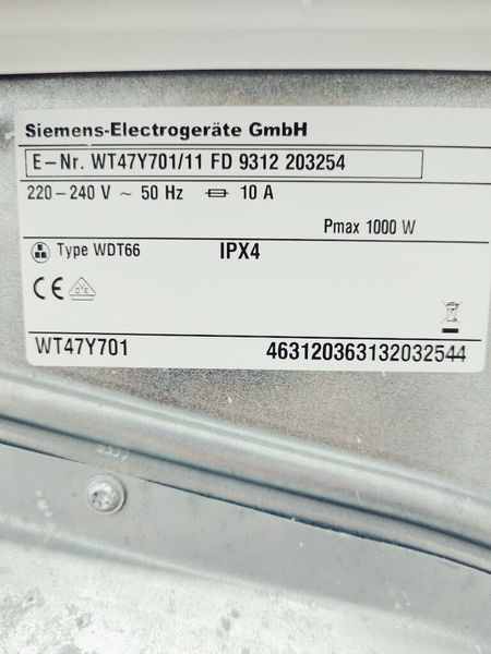 Сушильна машина Siemens IQ800 WT47Y701 11 1000w 8 кг sn 9312 203254 000042348 фото