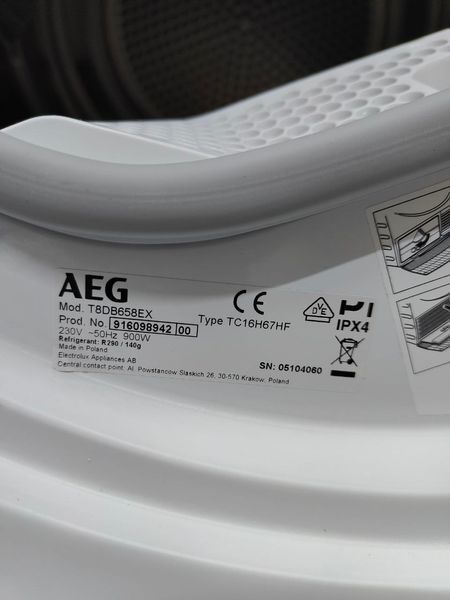 Сушильная машина AEG 8000 Series T8DB658EX 900W 8кг sn 05104060 000051590 фото