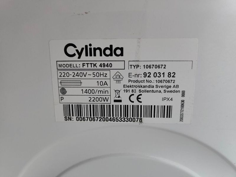 Пральна машина з сушкою Cylinda FTTK 4940 1400 об 6 кг 2200w sn 92031 82 n 589 000052393 фото