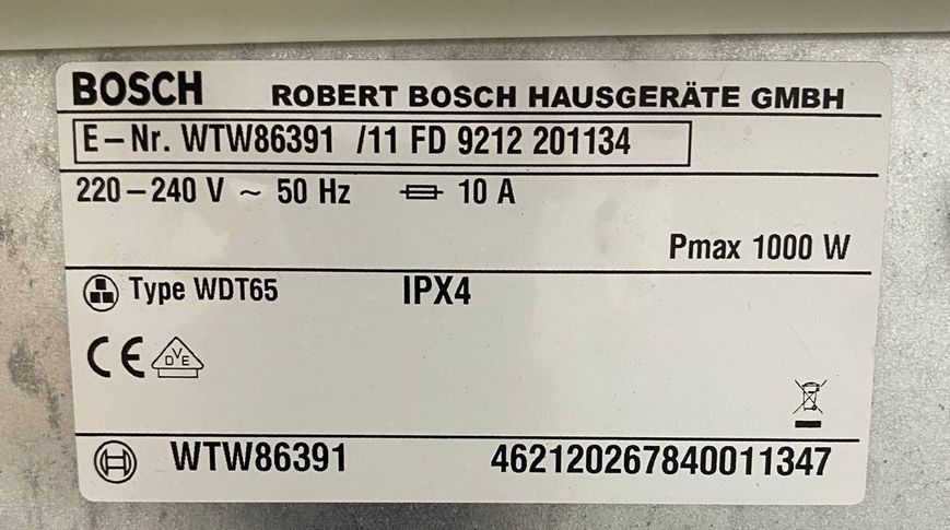 Сушильна машина Bosch WTW86391100W 7кг sn 9212201134 000048640 фото