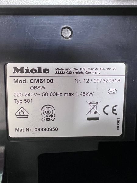 Кавомашина Miele CM6100 1450w sn 12097320318 405е 000038301 фото