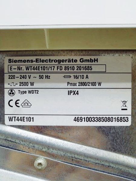 Сушильна машина Siemens WT44E101 17 2800w 7 кг sn 8910 201685 000034940 фото