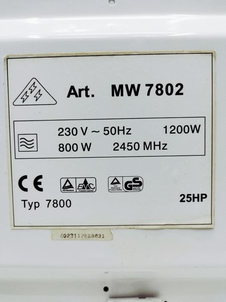 Мікрохвильова піч Severin MW7802 1200w sn S023117880031 000034958 фото