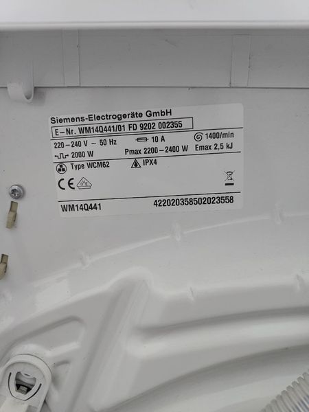 Пральна машина SIEMENS WM14Q441 2400W 7кг sn 9202002355 000051176 фото