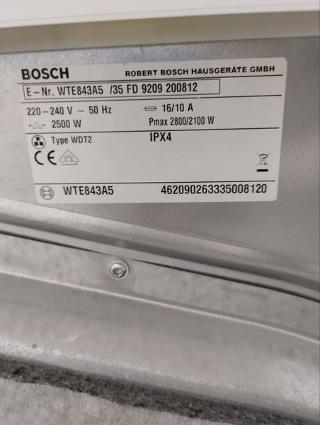 Сушильная машина Bosch WTE843A5 2500 W sn 462090263335008120 000047295 фото