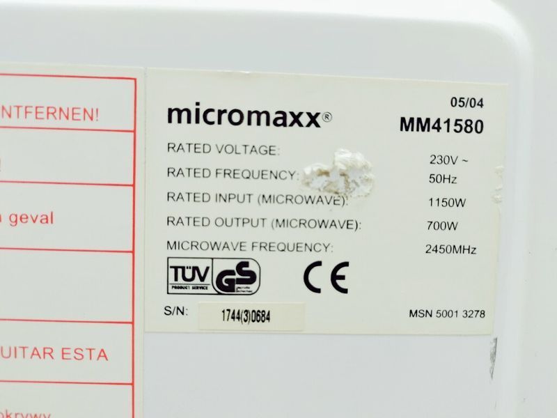 Мікрохвильова піч MicroMaxx MM41580 1150w sn 174430684 000040623 фото